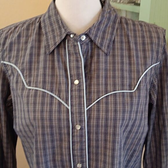 Vintage  Old Navy Pearl Snap Front Western Shirt.Western,Rodeo,Coastal  Cowgirl - Picture 2 of 11